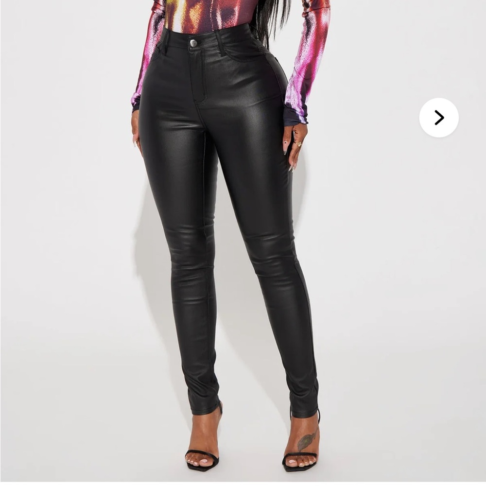 Black High-Waisted Leather Pants